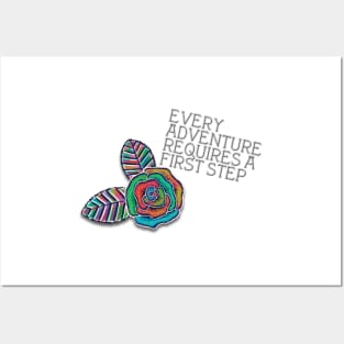 Every Adventure Requires a First Step, Motivational Quote, Alice in Wonderland Posters and Art